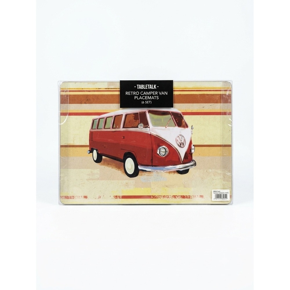 Tabletalk Retro Camper Van Placemats Set of 6 Vtg. VW Style Red Bus New Sealed